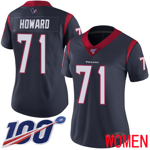 Houston Texans Limited Navy Blue Women Tytus Howard Home Jersey NFL Football 71 100th Season Vapor Untouchable